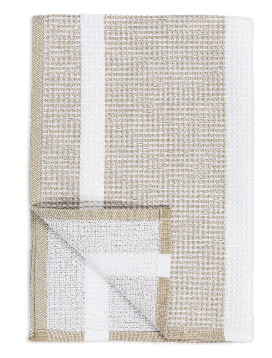 Khaki Waffle Terry Stripe Towel