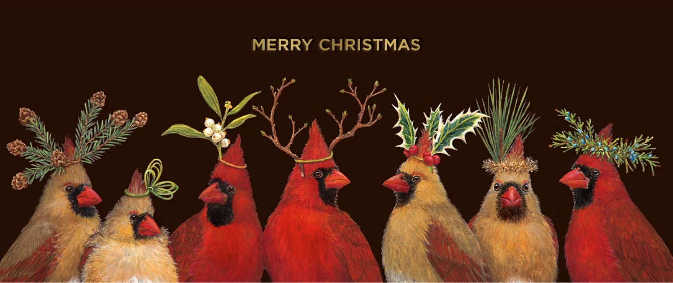 Christmas Cardinals Gold Foil Card