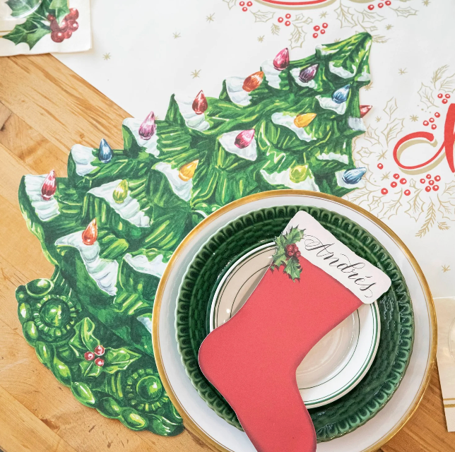 Die Cut Vintage Christmas Tree Placemat - 12 Sheets