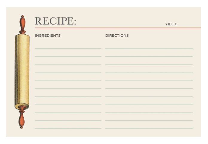 Rolling Pin Recipe Cards