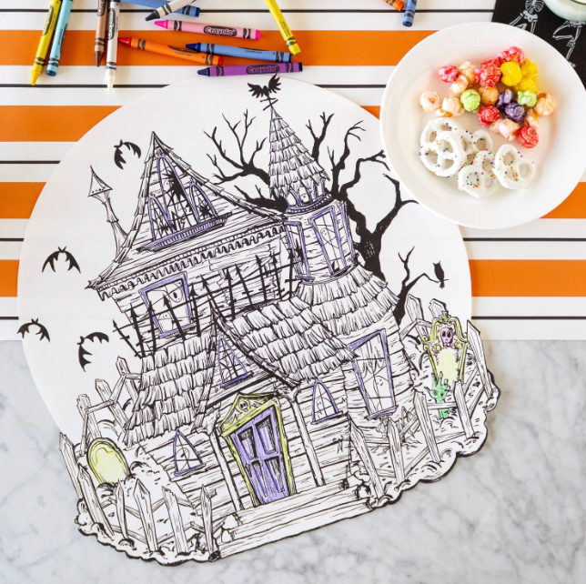 Die Cut Coloring Haunted House Placemat - 12 Sheets