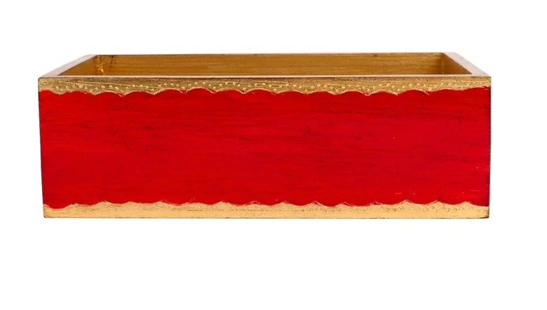 Florentine Wooden Accessories Red & Gold Guest Towel Napkin Holder w/ Retired Price