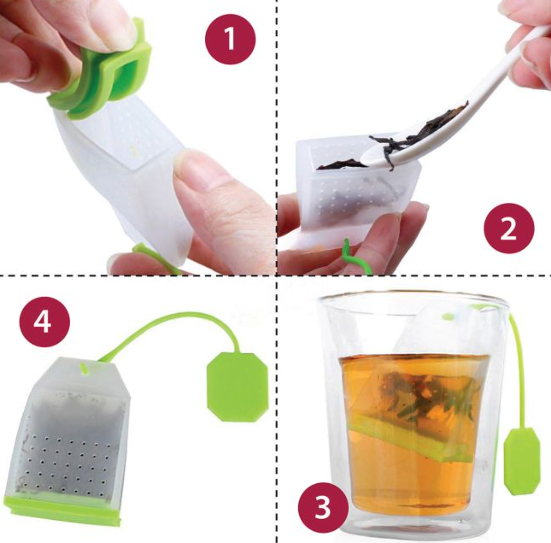 Kitchen Silicone Tea Bag Infuser, Set of 3