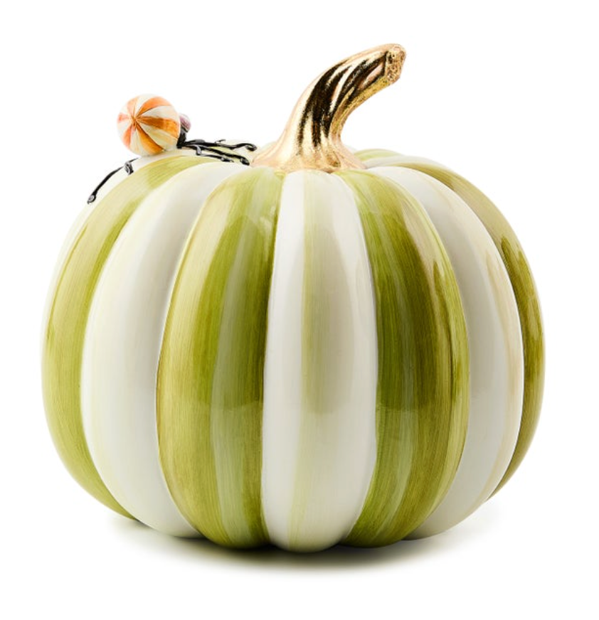 Fergal's Friend Spider on Small Moss Stripe Pumpkin