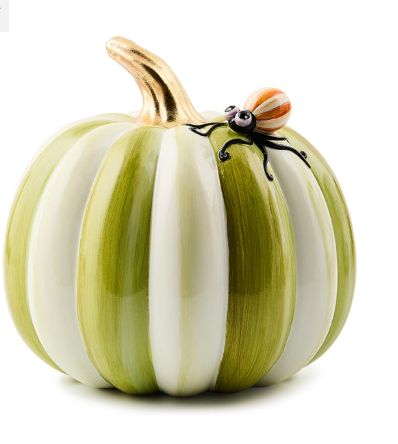 Fergal's Friend Spider on Small Moss Stripe Pumpkin