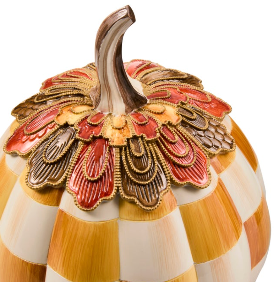 Harvest Glow Amber Check Pumpkin