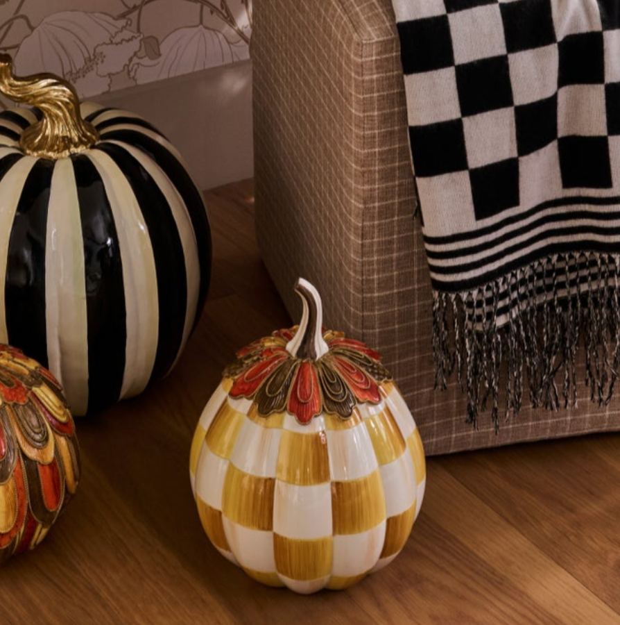 Harvest Glow Amber Check Pumpkin