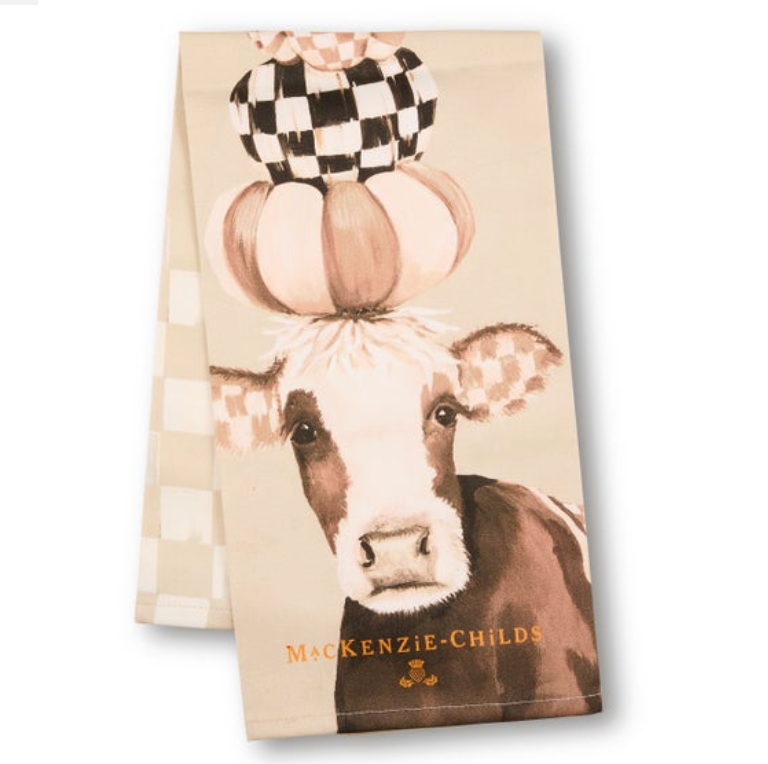 Mocha Cow Printed Dish Towel