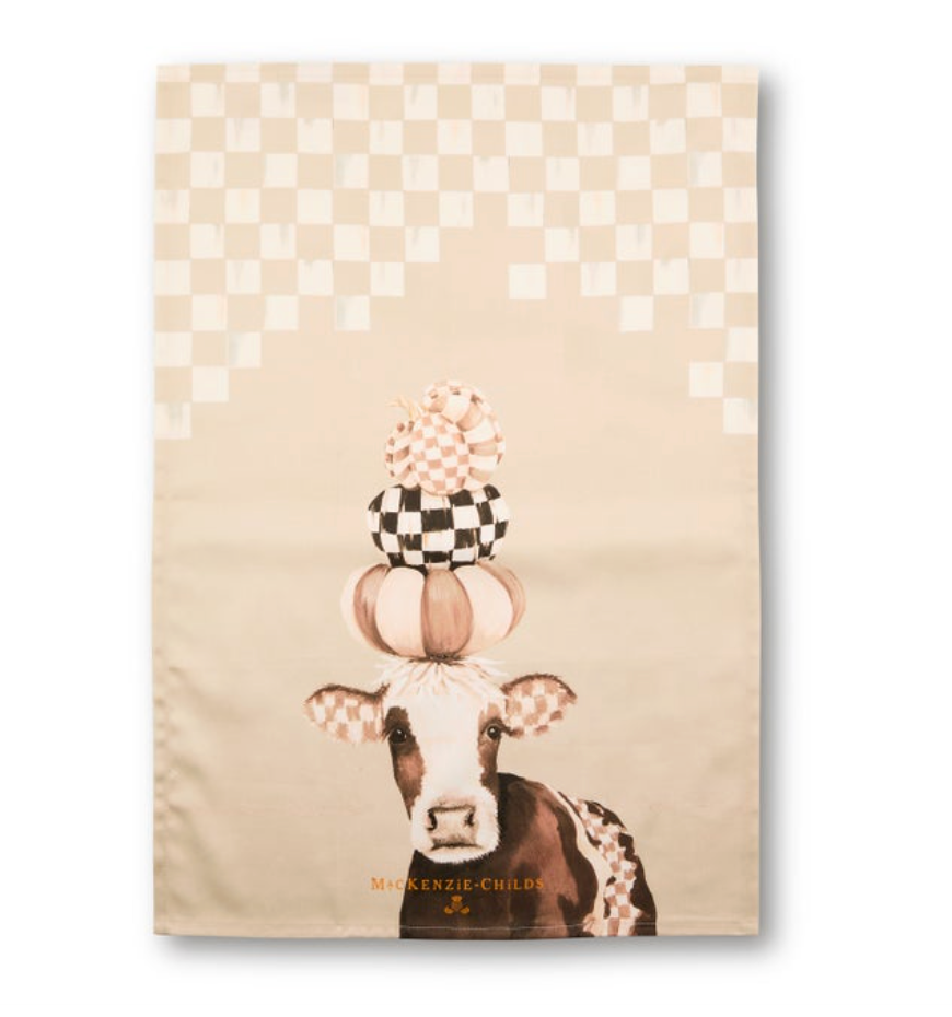 Mocha Cow Printed Dish Towel