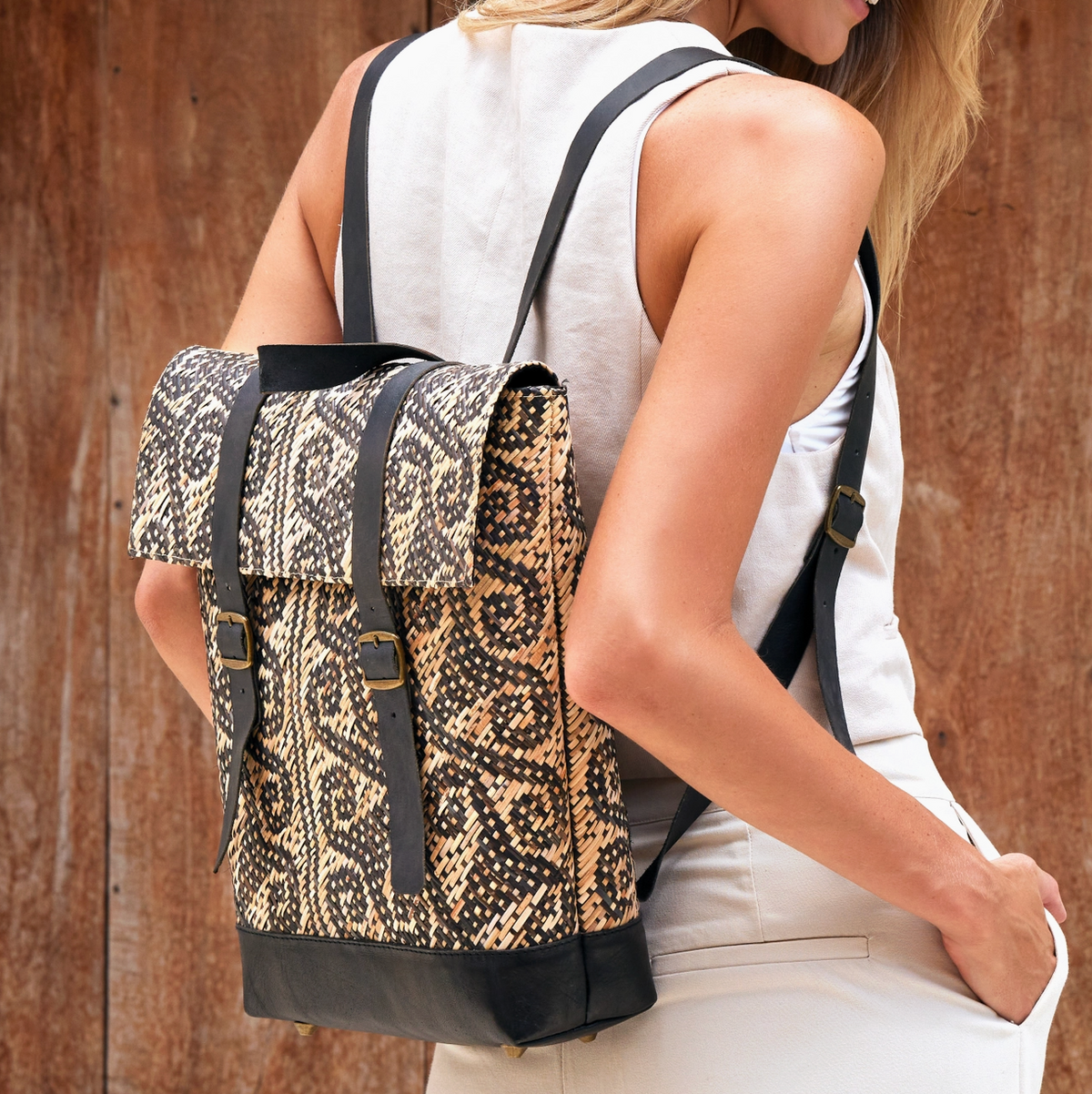 Rattan Tribal Weave Backpack