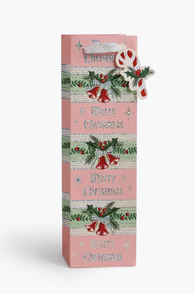 Candy Cane Stripe Wine Gift Bag