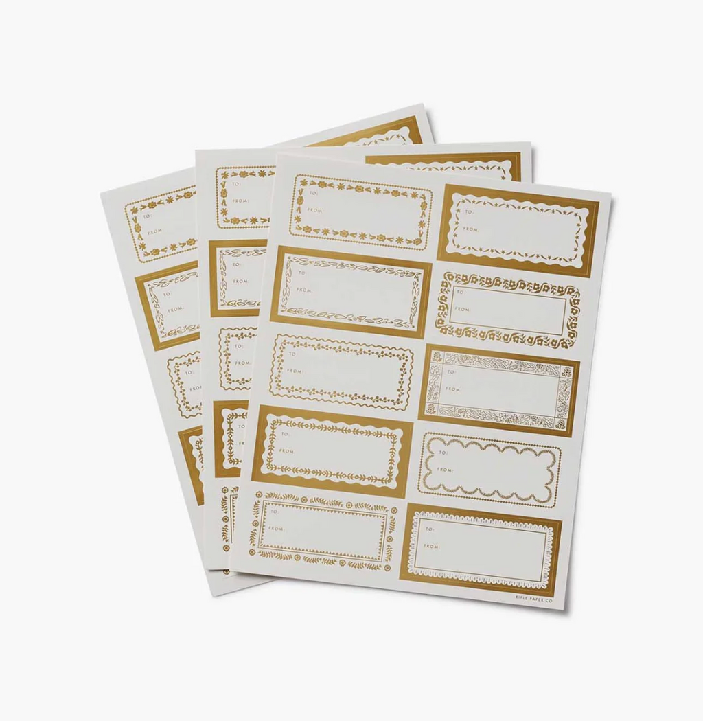 Pack of 3 Gold Floral Stickers & Labels Set