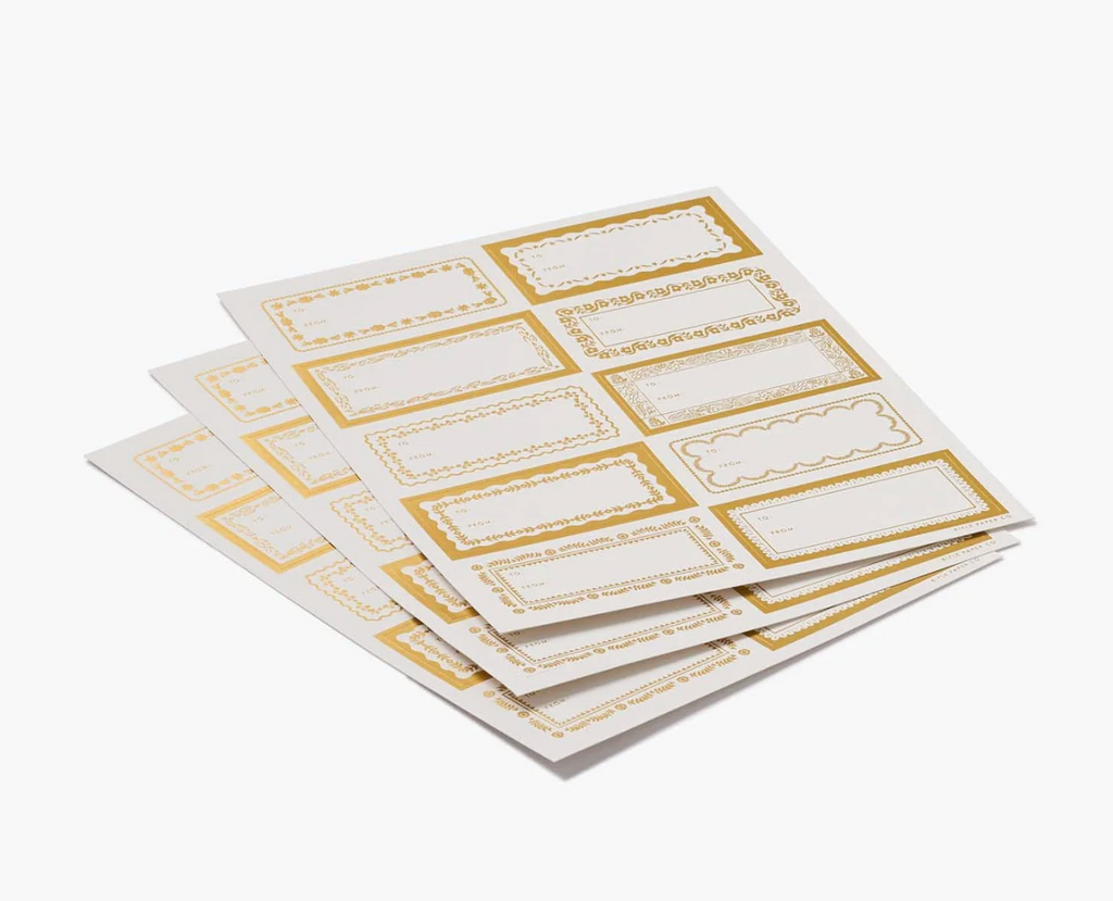 Pack of 3 Gold Floral Stickers & Labels Set