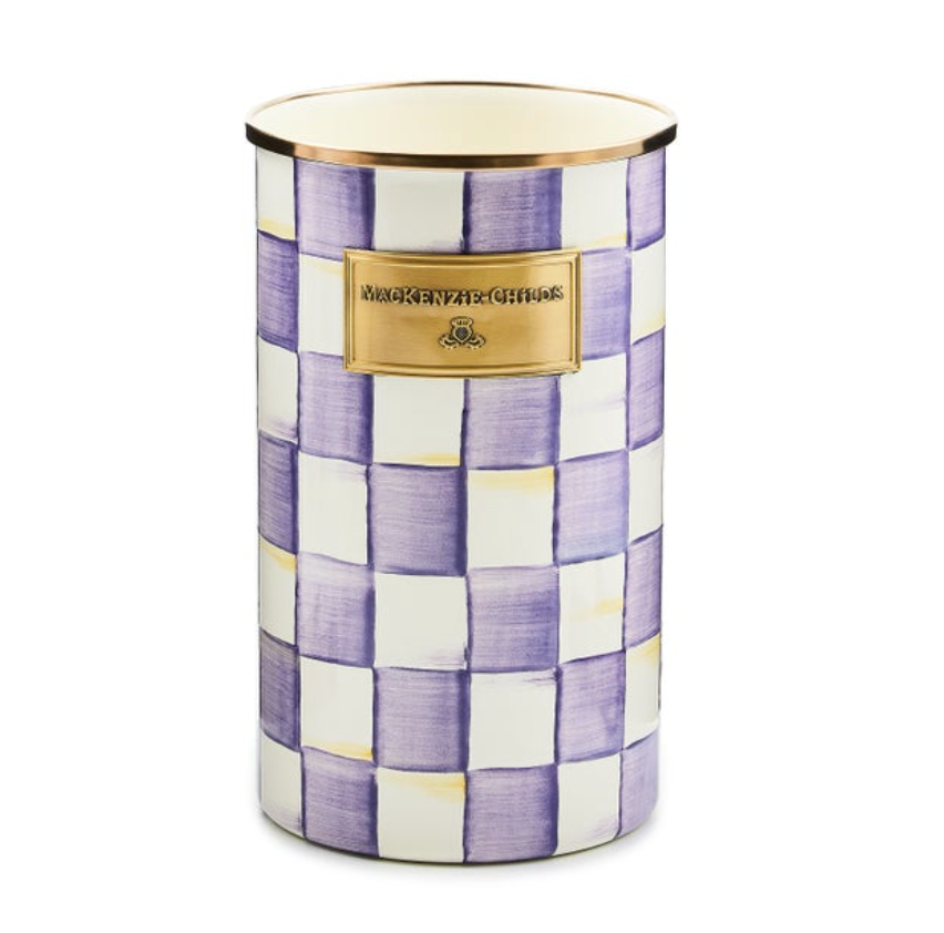 Violet Check Utensil Holder
