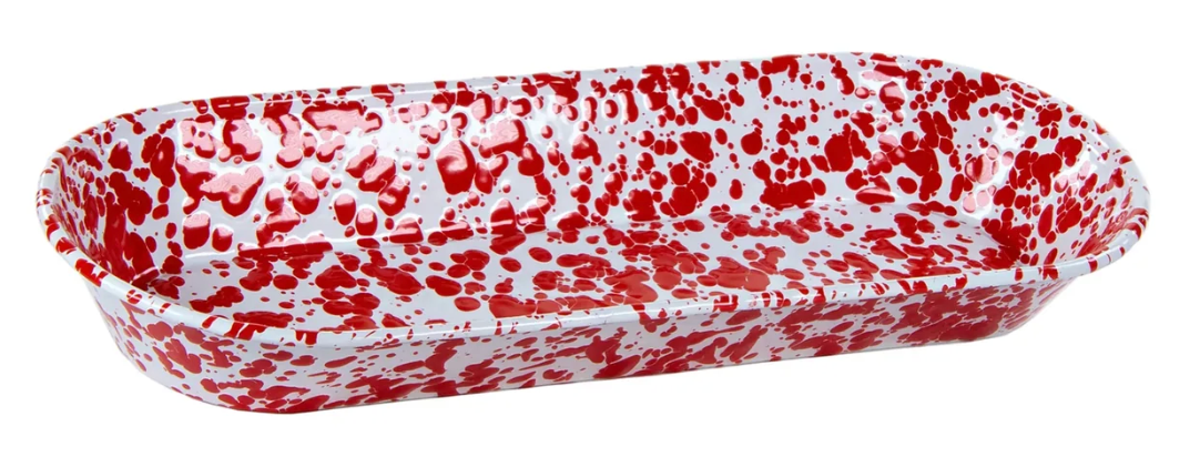 Oval Basket : Red Swirl
