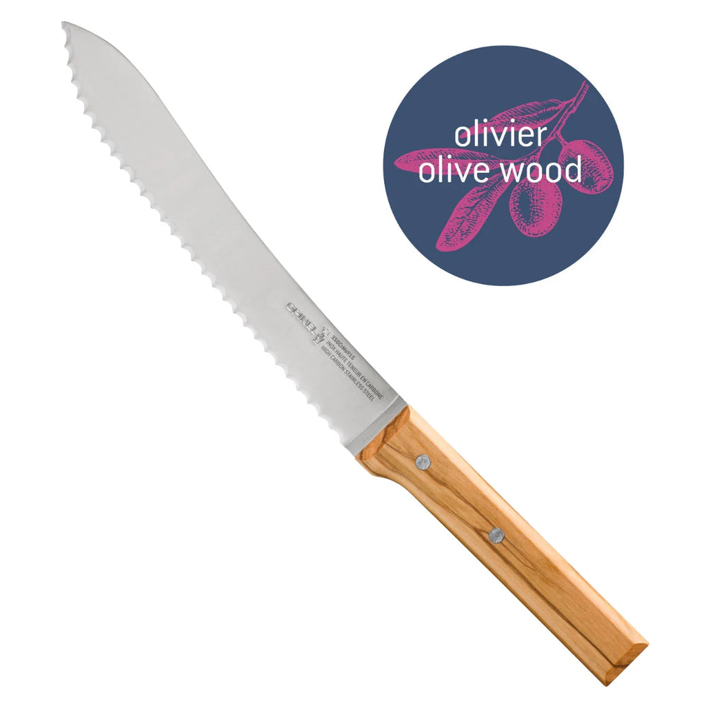 Serrated 8" Bread Knife - Olive Wood Parallele No. 116