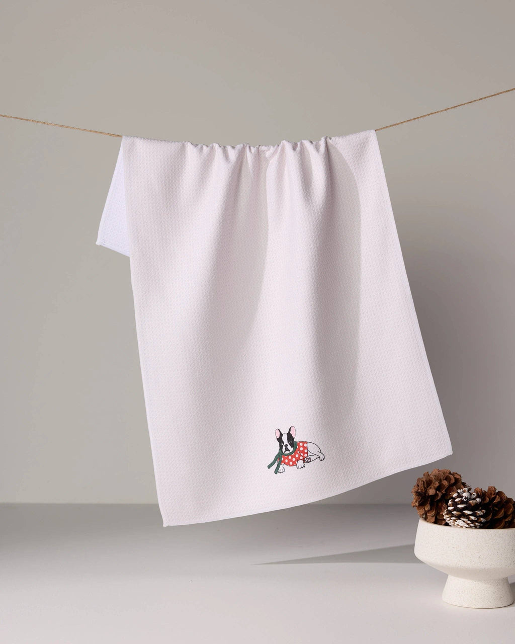 Merry Frenchie Tea Towel - Holiday 2026