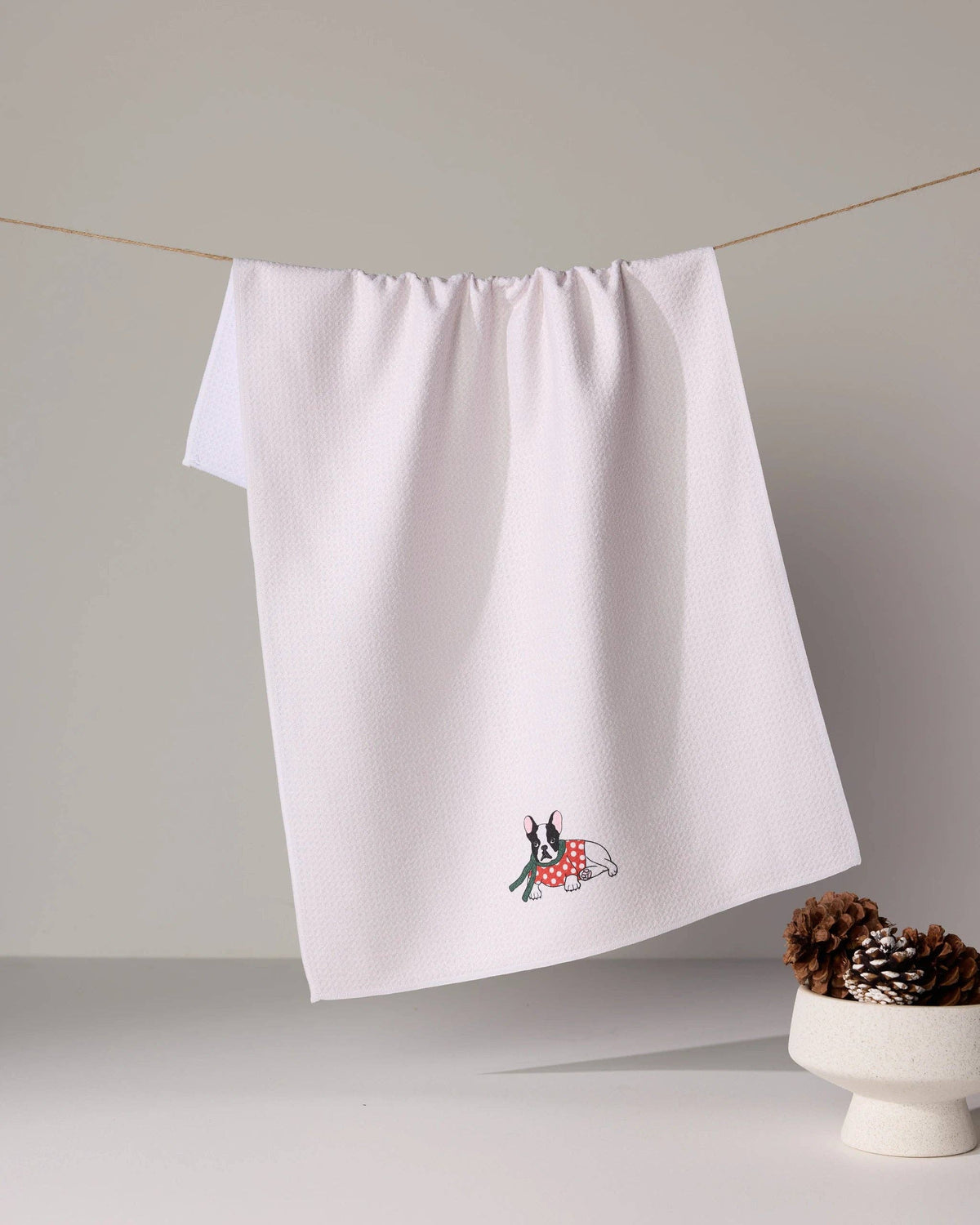 Merry Frenchie Tea Towel - Holiday 2026