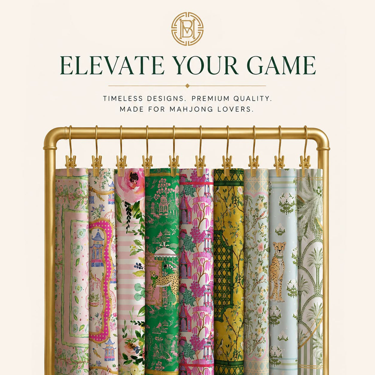 Mahjong Mat 31", Neoprene, Chinoiserie, Ginger Jar, Pagoda