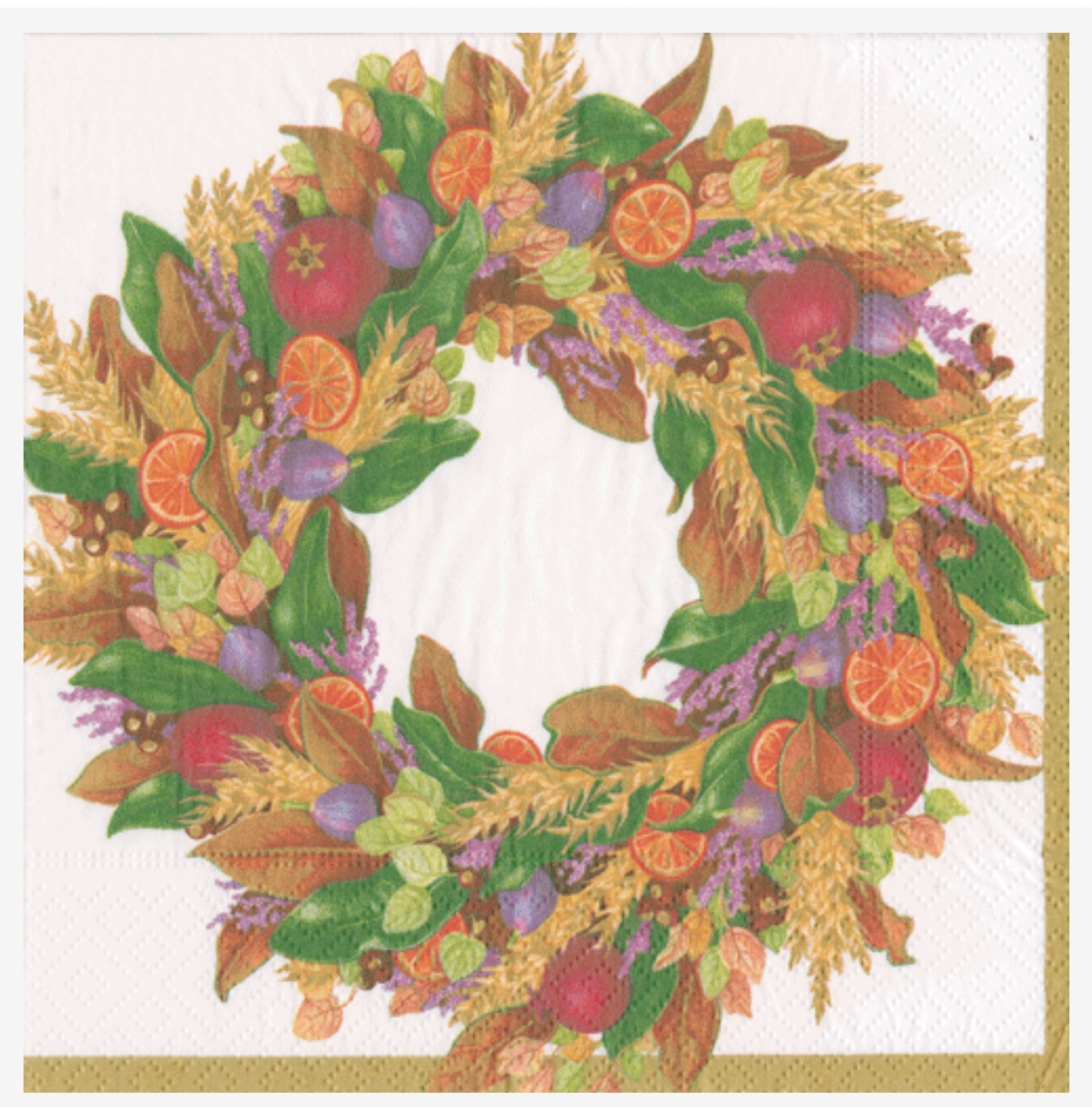 Luncheon Napkins : Autumn Wreath Ivory Retired