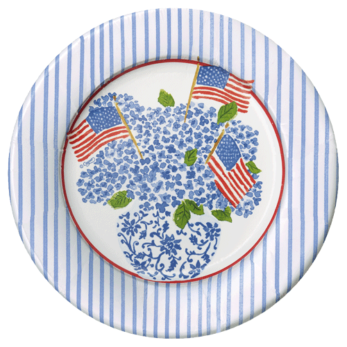Salad Plates : Flags and Hydrangeas retired
