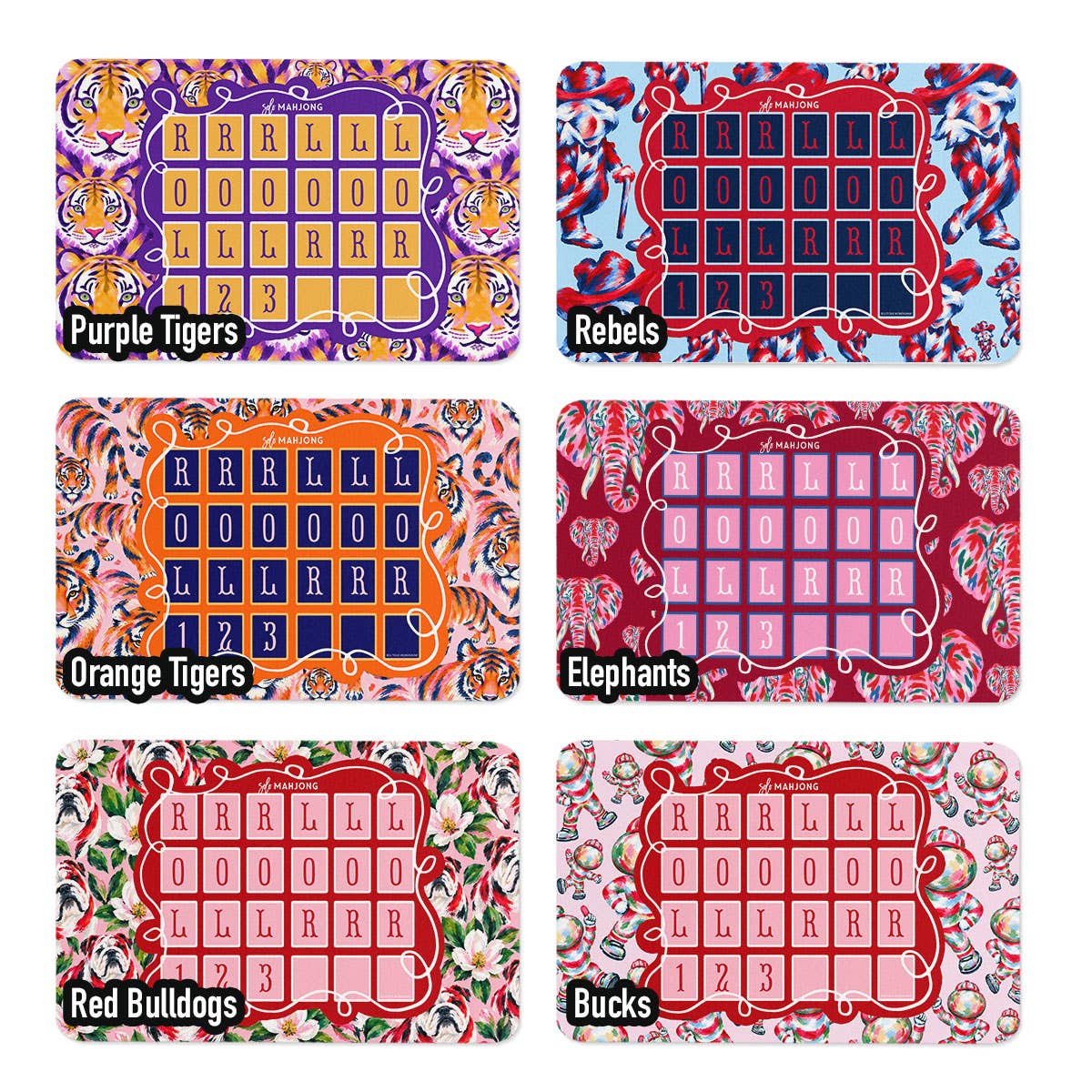 Mahjong Solo Practice Mats, Neoprene, Mix-n-Match Football