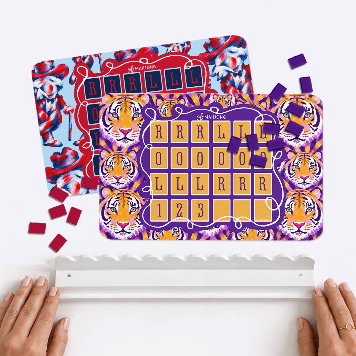 Mahjong Solo Practice Mats, Neoprene, Mix-n-Match Football