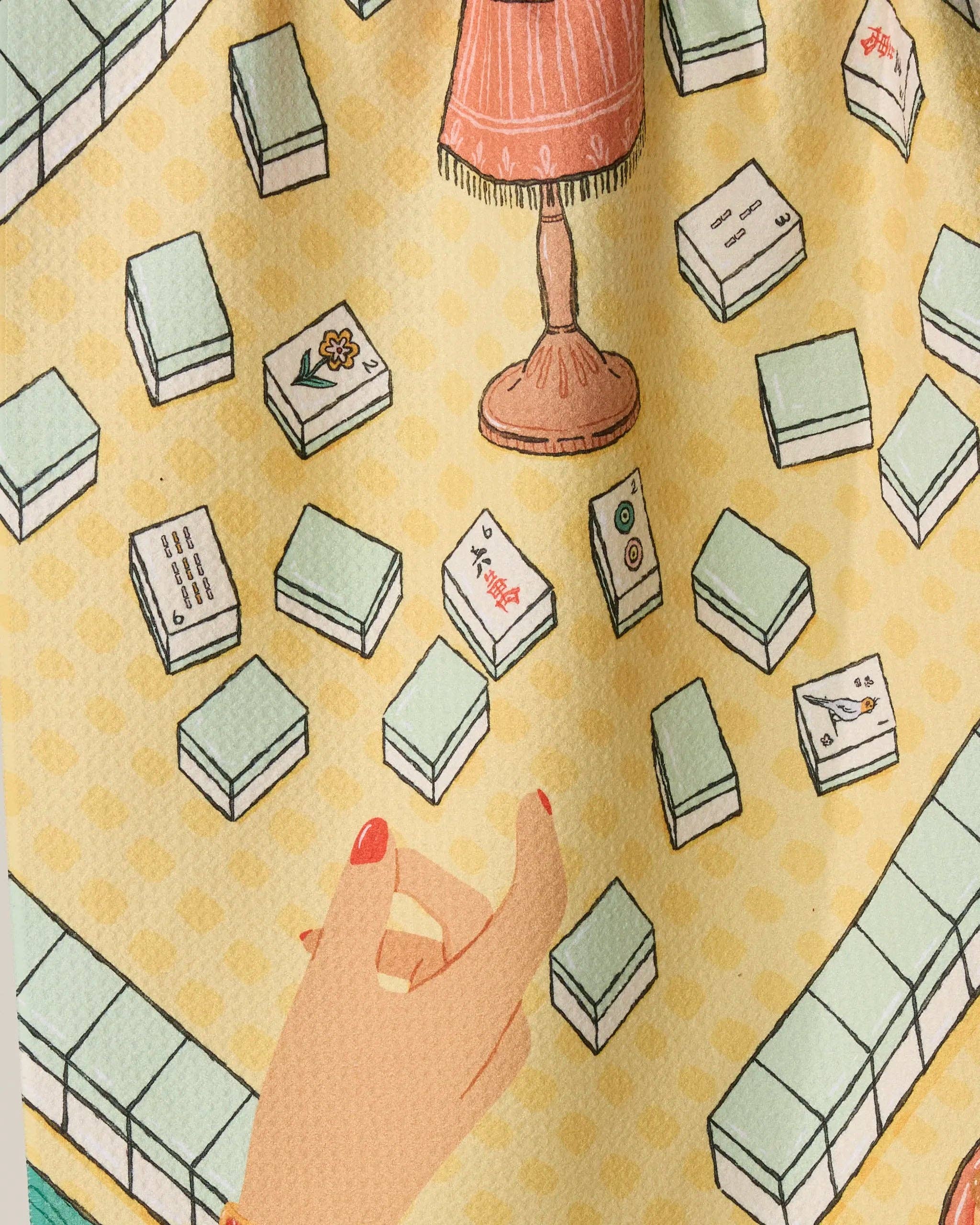 Lucky Hand Tea Towel - Mahjong