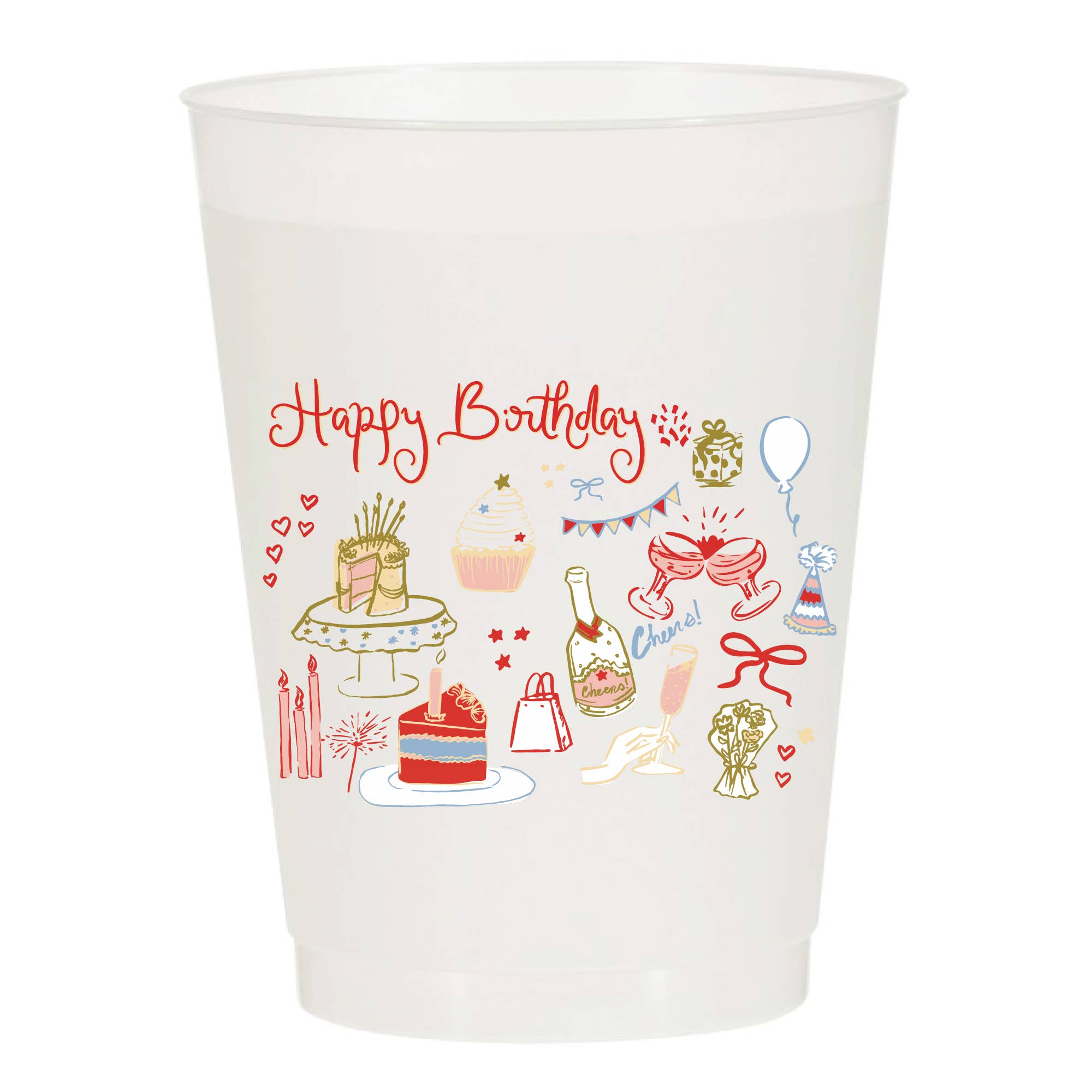 Happy Birthday Icons Frosted Cups - Birthday