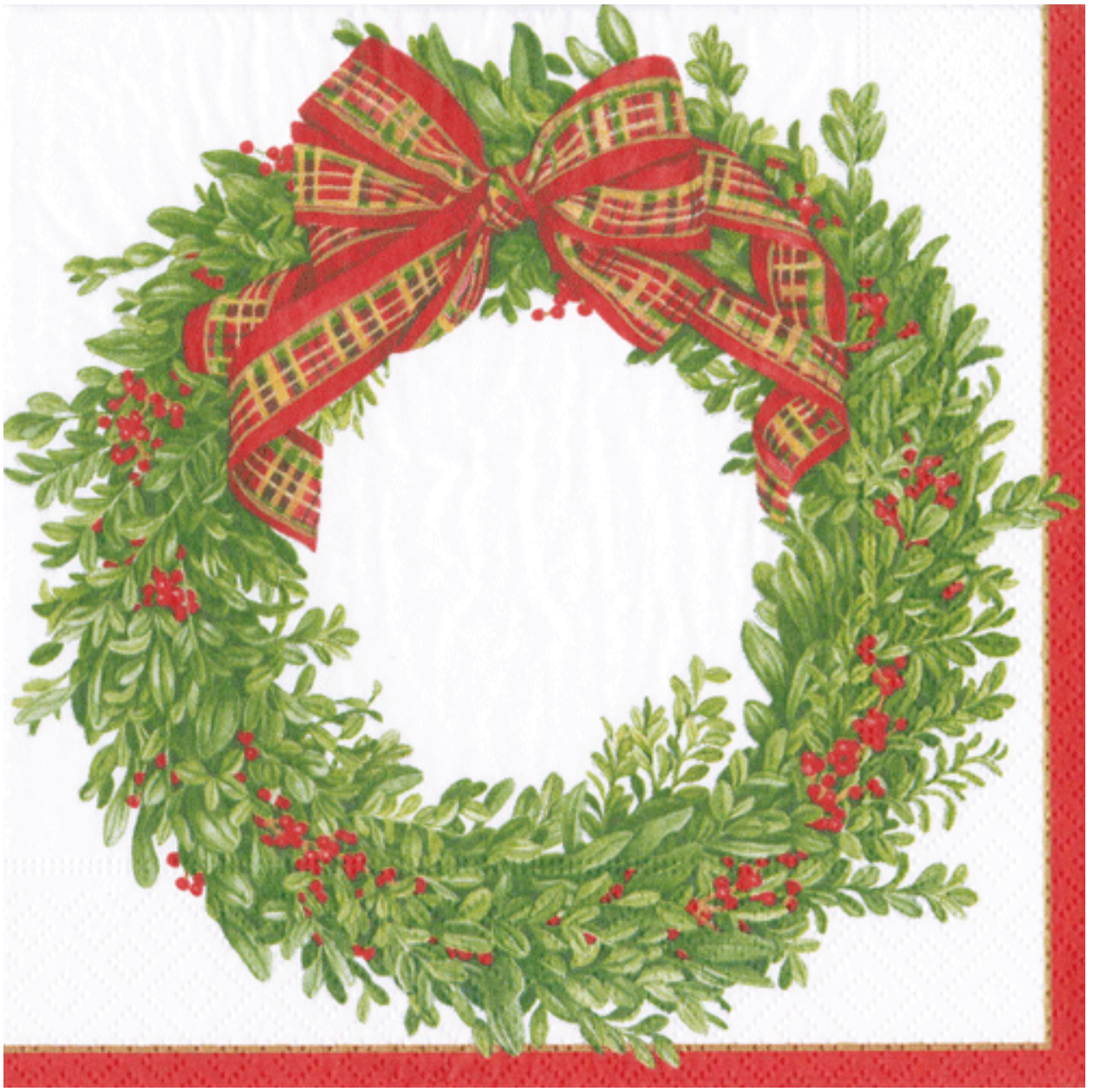Luncheon Napkins : Boxwood & Berries Wreath