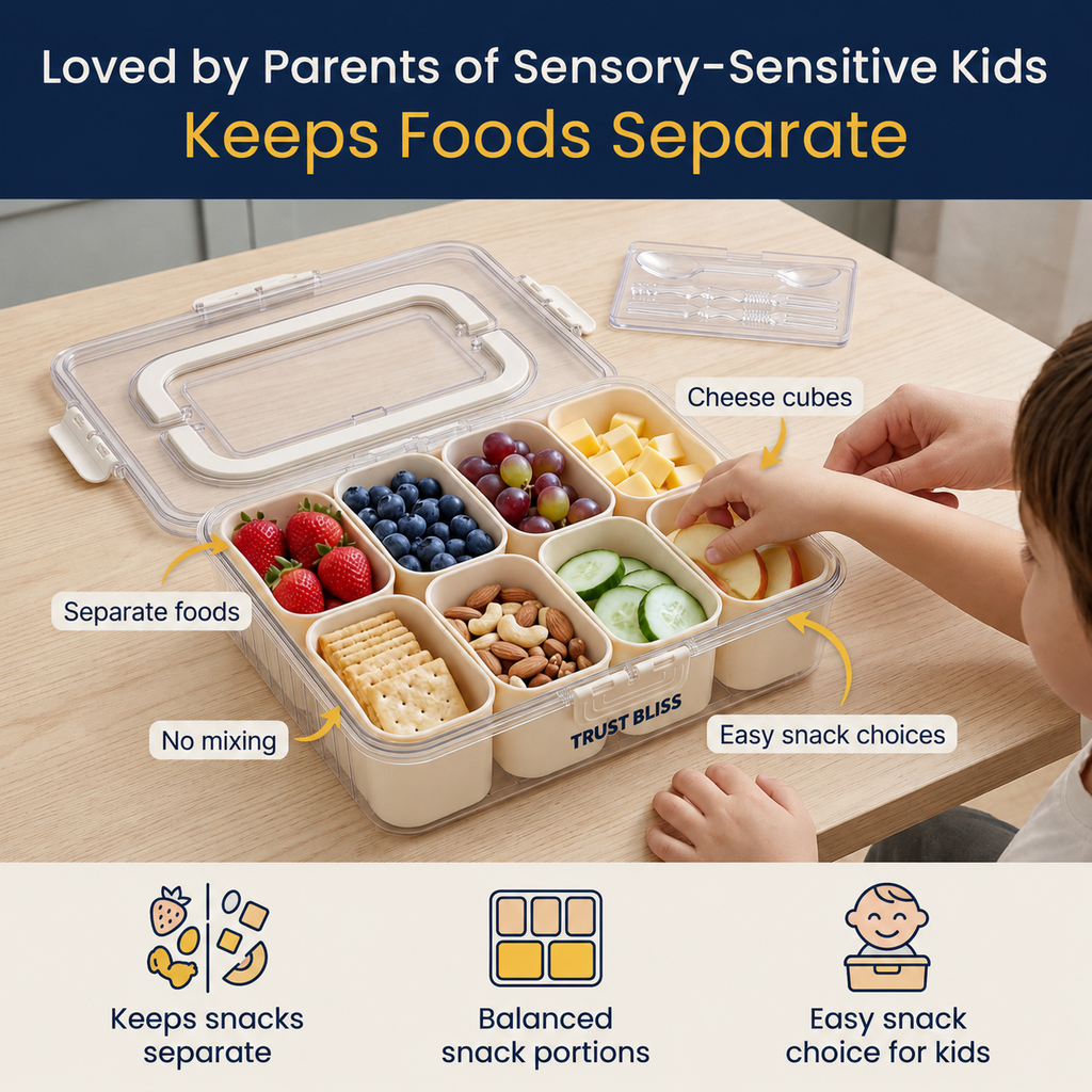 Trust Bliss Snackle Box Container – 2 Pack with Utensil Tray