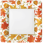Dinner Plates : Square Ivory Woodland Leaves