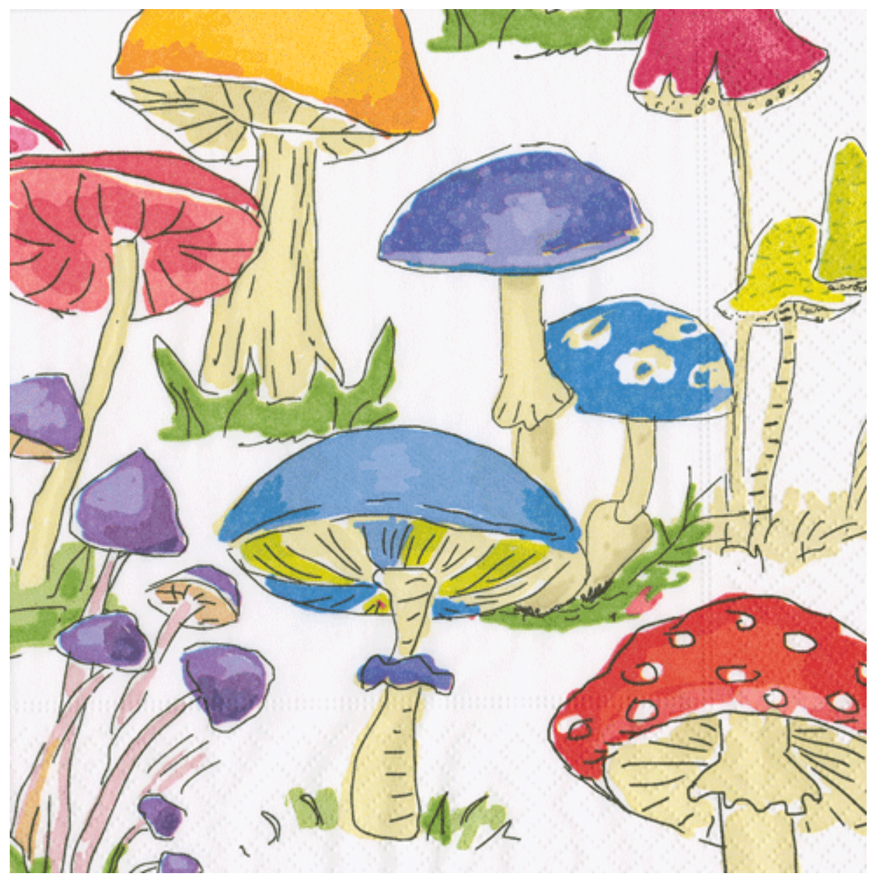 Cocktail Napkins : Woodland Mushrooms Retired