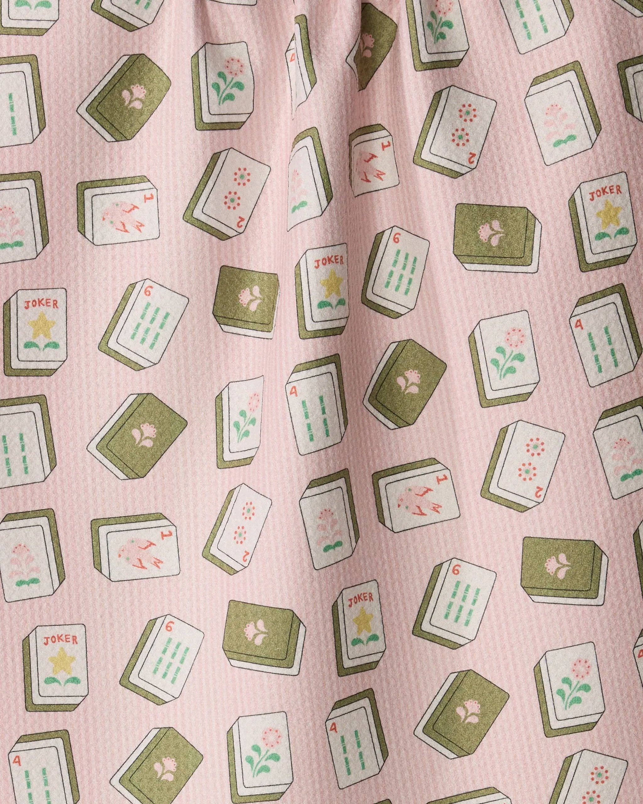 Flower Tiles Tea Towel - Mahjong