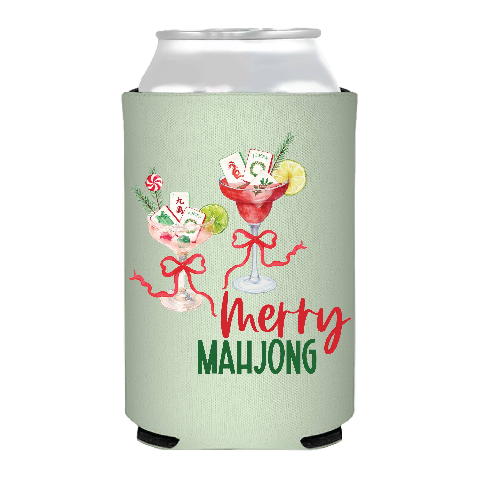 Merry Mahjong Can Cooler- Christmas