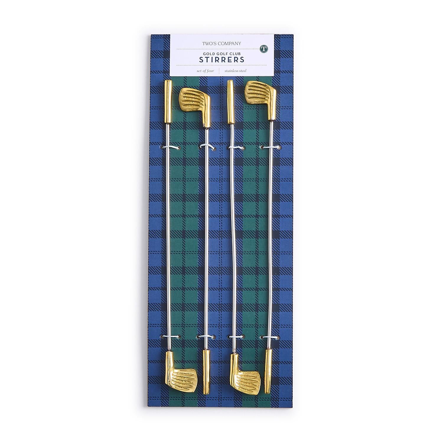 Gold Golf Club Stirrers in Gift Card S/4