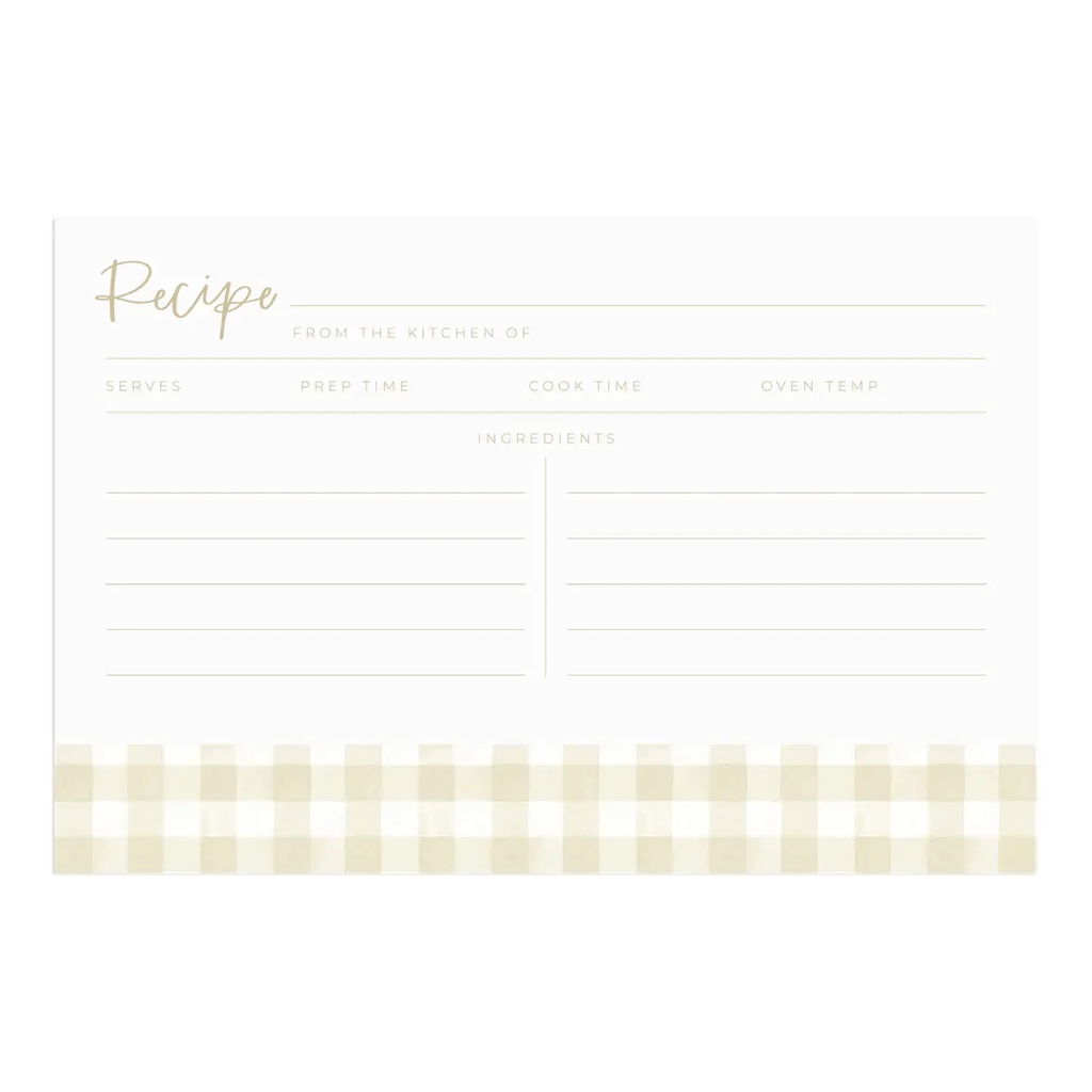 Beige Gingham Recipe Cards