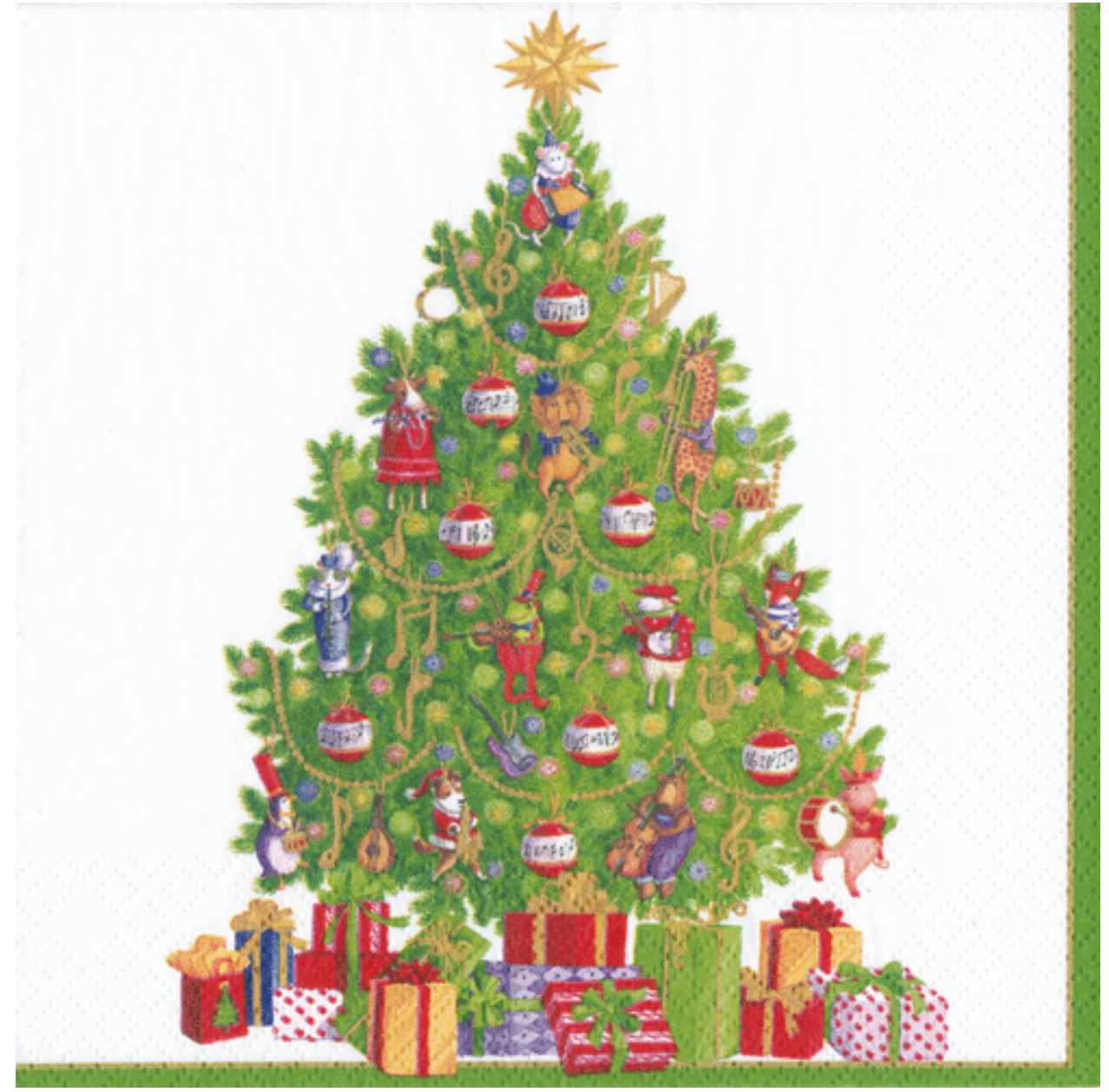 Luncheon Napkin : Musical Jamboree Tree  Retired