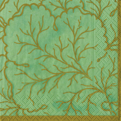 Cocktail Napkins : Gilded Majolica Celadon
