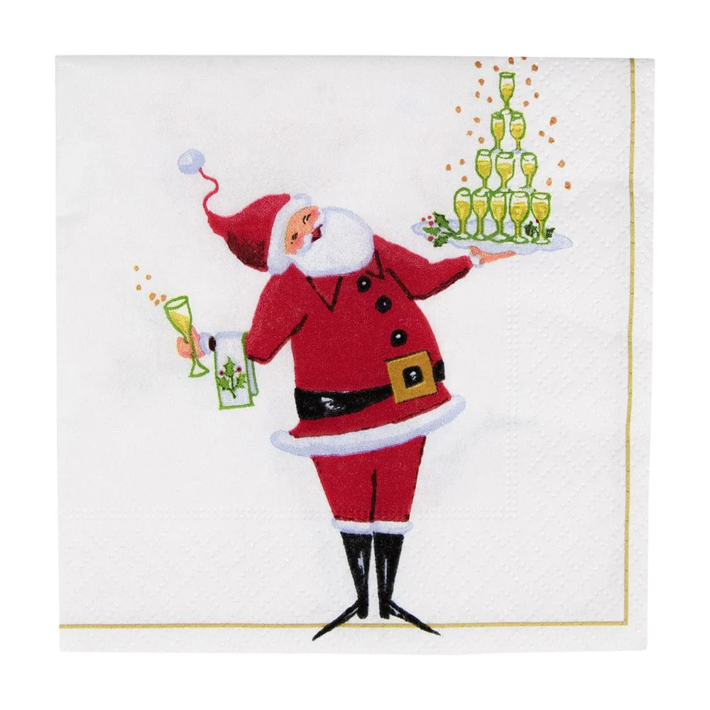 Cocktail Napkins : Santa Serving Cocktails