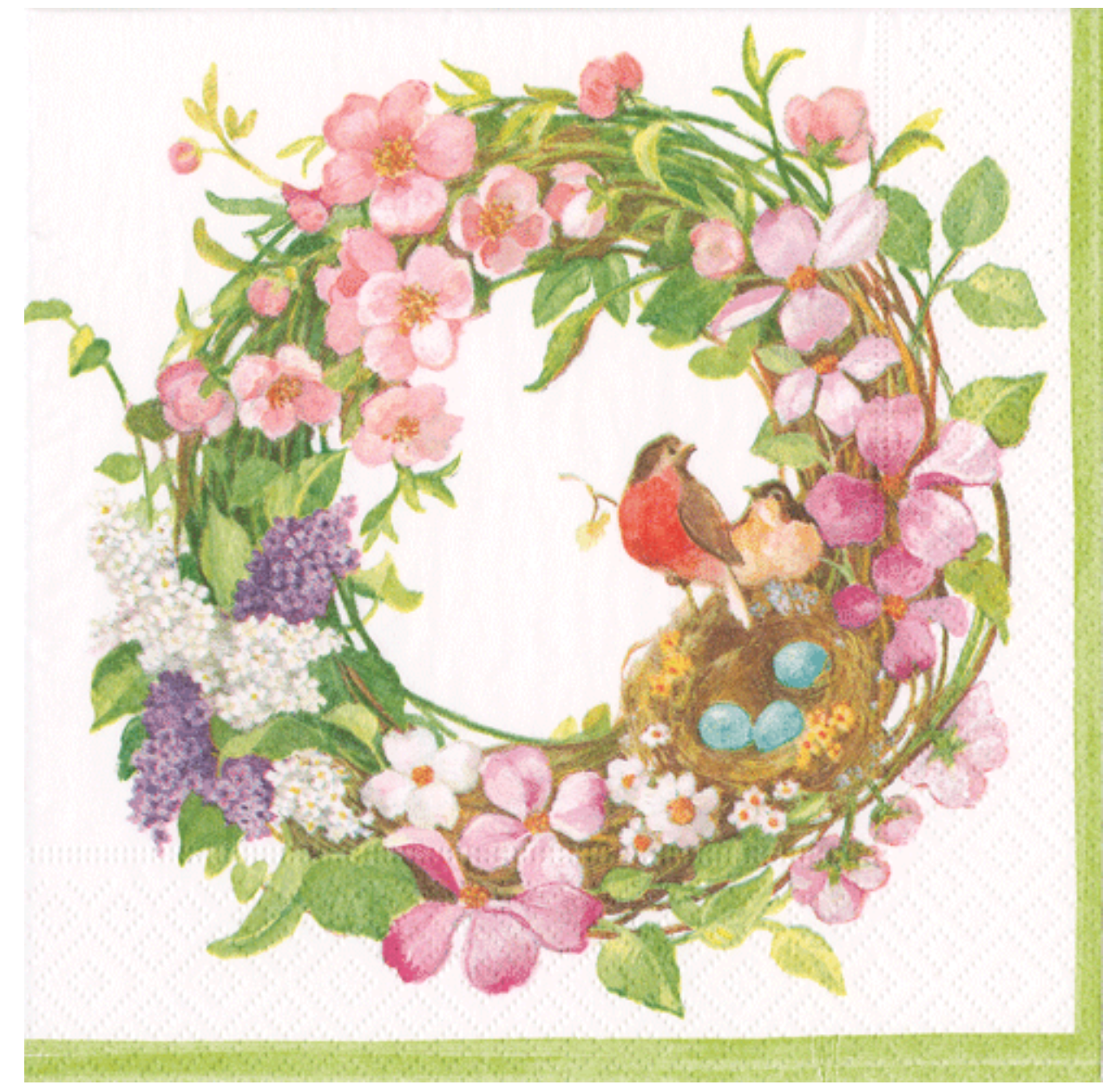 Luncheon Napkins :  Spring Wreath