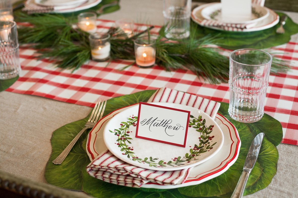 Red Frame Place Card - Pack of 12 - Bottom Fold