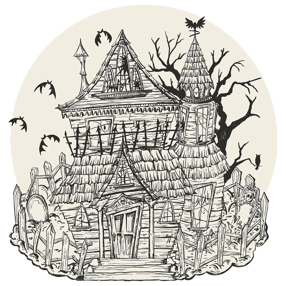 Die Cut Coloring Haunted House Placemat - 12 Sheets