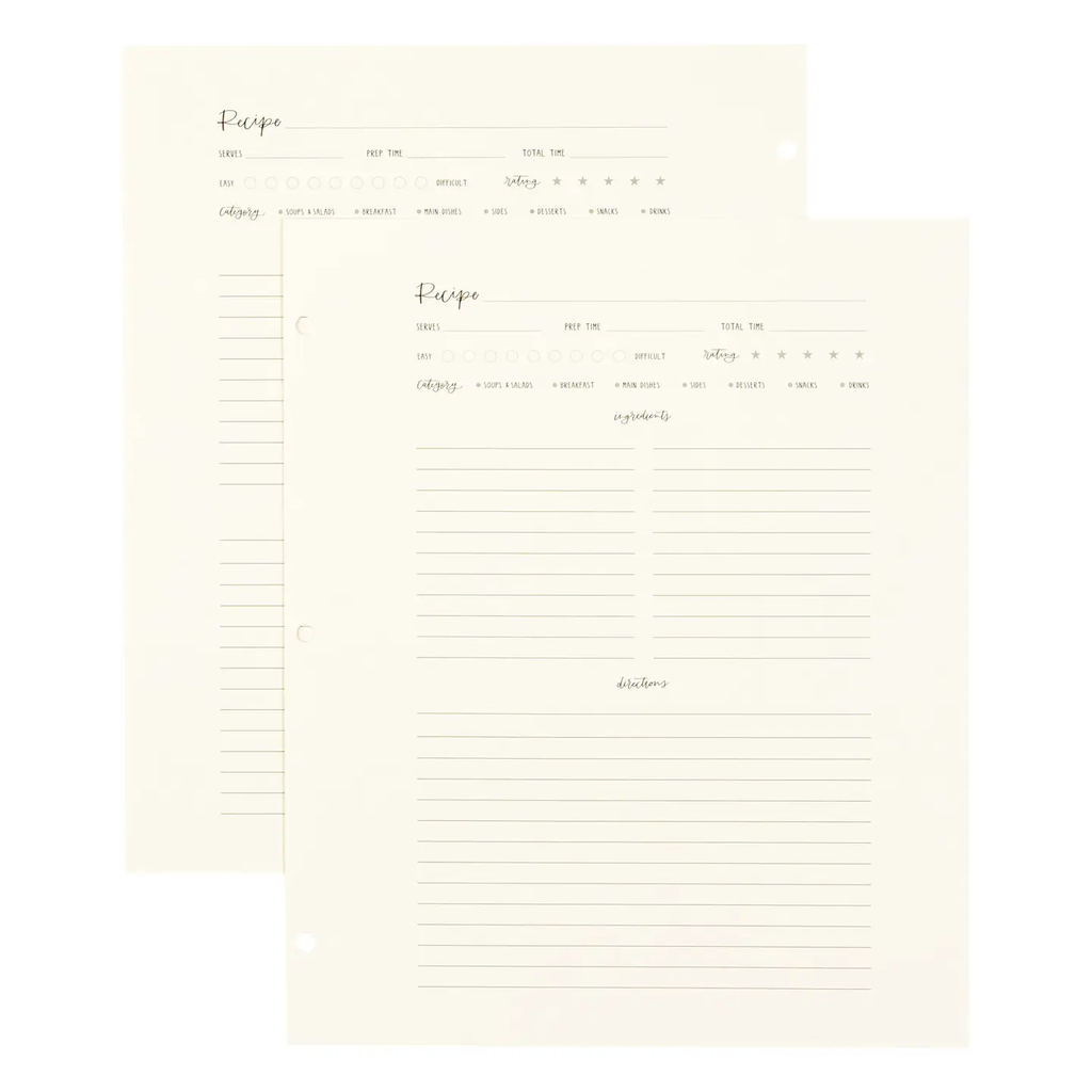 Large Recipe Page Set