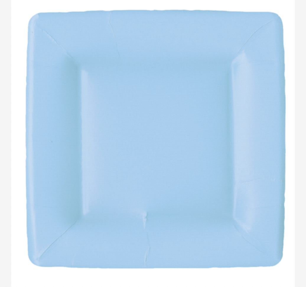 Salad Plates : Square Light Blue Grosgrain  Retired