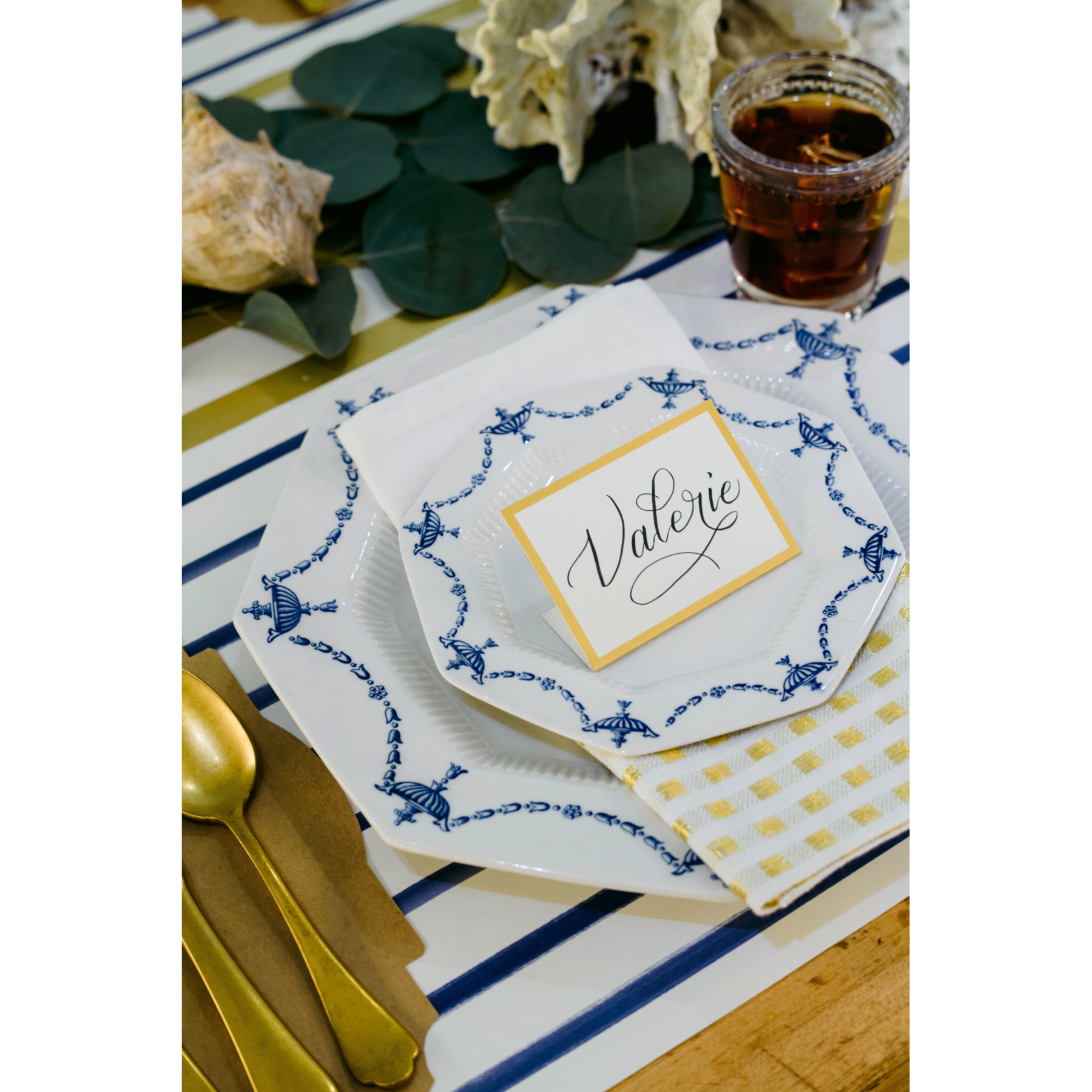 Gold Frame Place Card - Pack of 12 - Bottom Fold