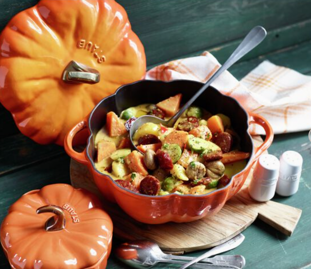 Pumpkin Dutch Oven Cocotte - 3.5-Qt. Burnt Orange with Brass Knob