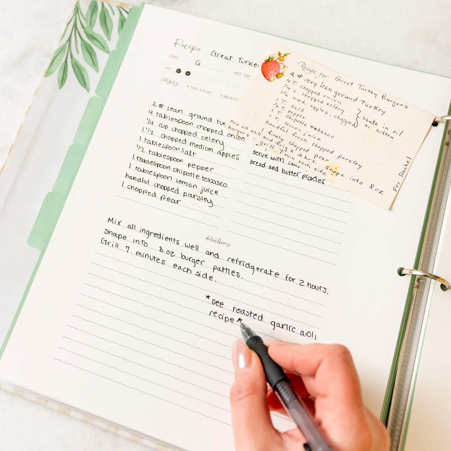 Large Recipe Binder Beige Gingham