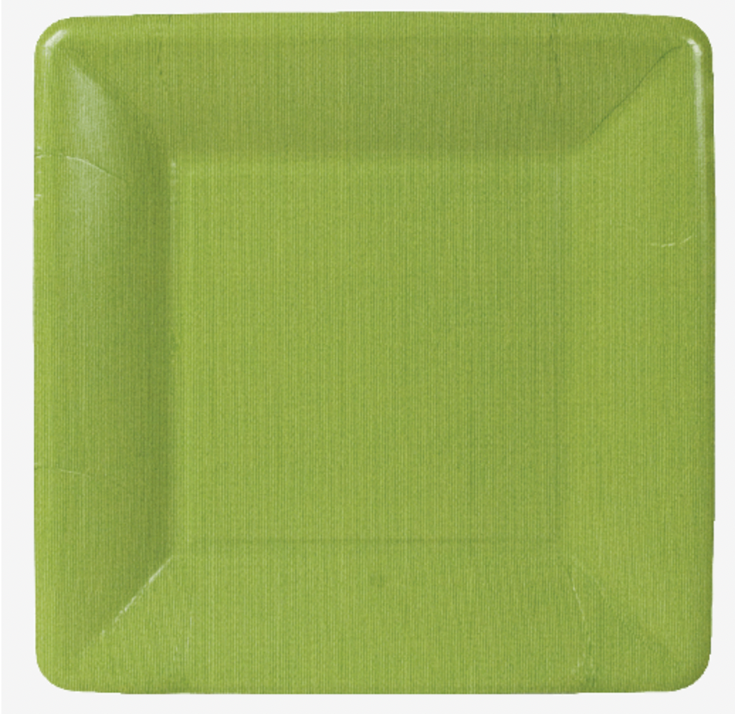 Salad Plates: Square Moss Green Grosgrain