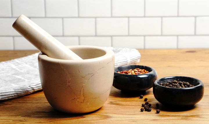 Mortar & Pestle Beige Marble